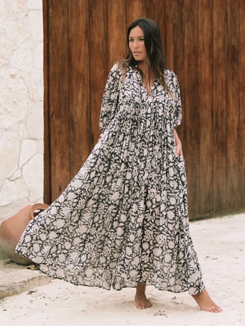 Daughters of India Kyra maxi dress in pepper